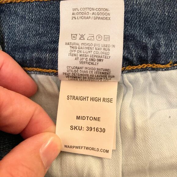 Warp + Weft Straight High Rise Midtone Blue Jean Size 12 - Picture 10 of 10